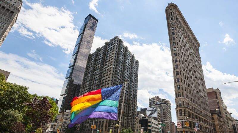 Pride flag Flatiron NYC